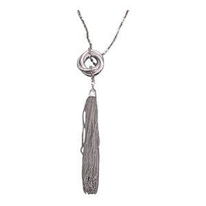 Banana Republic Knot Tassel Pendant Chain Necklace Lobster Closure 28 Inches